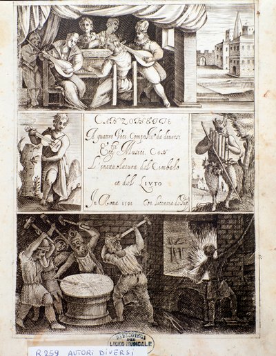 Çeşitli şarkılar için çizimler sayfası (gravür by Unknown artist