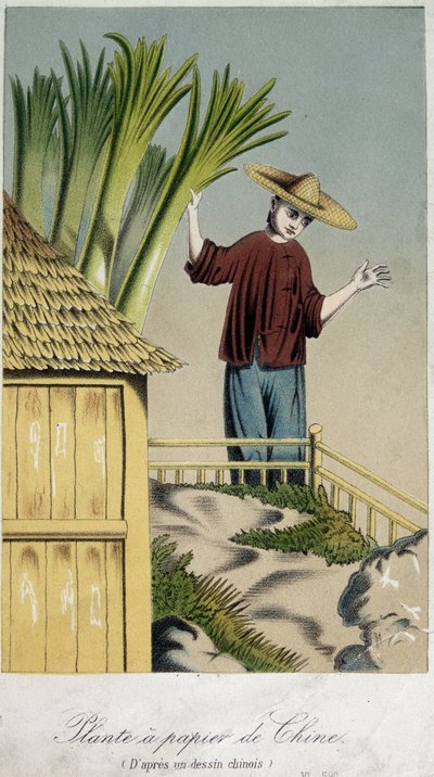 Kağıt fabrikası, Çin - gravür by Unknown artist