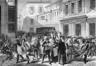 Paris 1869: gazete salonu, rue du kruvasan. by Unknown artist
