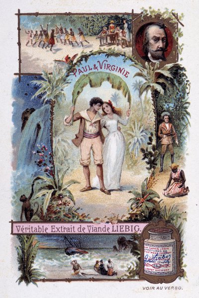 Paul ve Virginia. Roman Henri Bernardin de Saint Pierre (Saint-Pierre veya St-Pierre), Fransız yazar (1737-1814). V. Massé