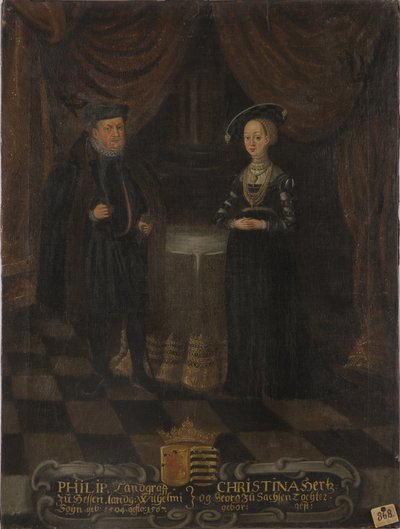 Philippe I de Hesse, dit le Magnanime et Christine de Saxe - Philip I, Landgrave of Hesse (1504-1567) ve Christine of Saxony (1505-1549), Landgravine of Hesse, Anonim . Tuval üzerine yağlıboya. Boyut : 103x79 cm. Ulusal Müze Stockholm by Unknown artist