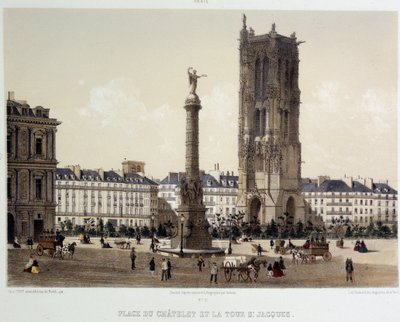 Place du Chatelet ve Saint-Jacques Kulesi by Unknown artist
