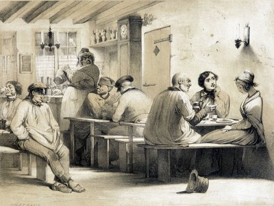 Popüler hostel “” Le Carpet Franc””. 19. yüzyılın illüstrasyonu. by Unknown artist