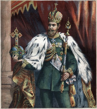 Alexander III (1845-1895), Rusya İmparatoru 1892 gravür ayaklarında portre. by Unknown artist