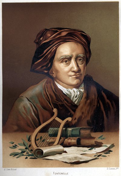 Fontenelle (1657-1757) tarafından Bernard Le Bouyer (Le Bovier) portresi. 19. yüzyılın sonunun kromolitografisi. Louis Figuier