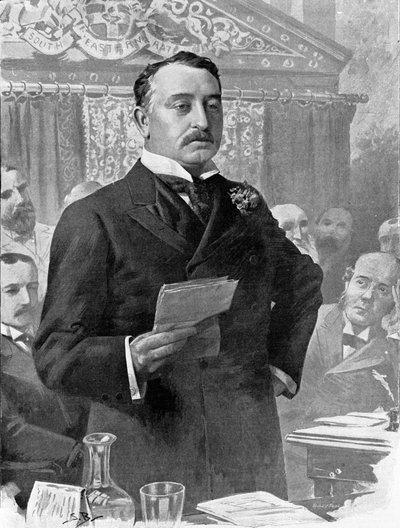 Cecil John Rhodes (1853-1902) İngiliz işadamı ve sömürge yöneticisinin portresi. by Unknown artist