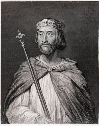 Charles III dit le Simple portresi (879 - 929), Fransa Kralı (898 - 929) - Lavallée tarafından “Histoire des Français” içinde, gravür, sd. by Unknown artist