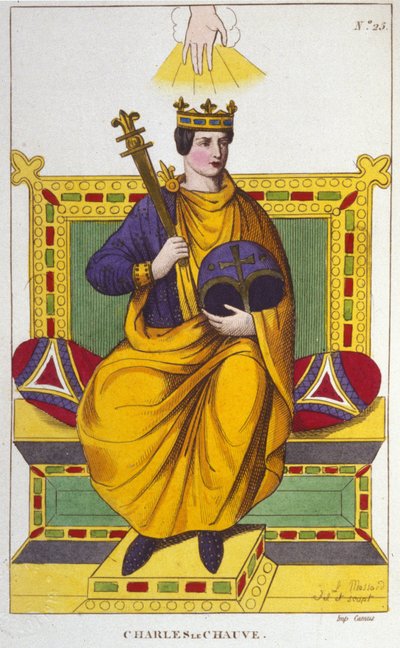 Kel Charles II'nin portresi (823 - 877), Fransa Kralı 1830'dan kalma oyma by Unknown artist