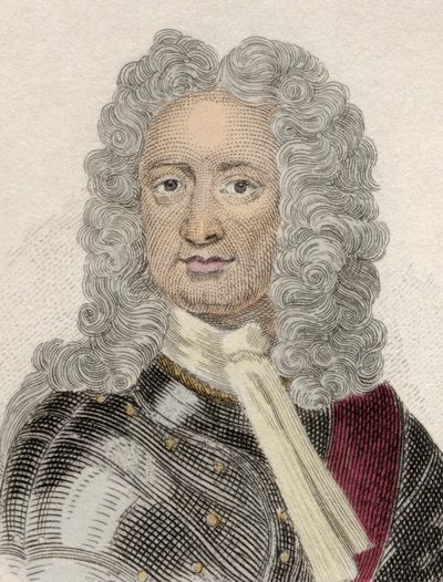 Portrait of Charles Mordaunt (ca. 1658-1735), 3rd Earl of Peterborough and 1st Earl of Monmouth, English diplomat and military. Engraving of the 19th century. by Unknown artist