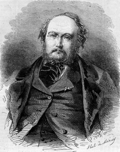 Eugene Guinot (1812-1861), Fransız gazeteci, romancı ve oyun yazarı portresi. Pierre Durand ve Paul Vermond olarak da bilinir. 23 Şubat 1861 tarihli “” Le Monde Illustré”” n¡202