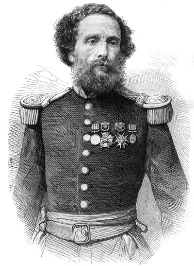 Peru Cumhurbaşkanı General Juan Antonio Pezet (1809-1879) portresi. “Şanlı Evren” de Gravür by Unknown artist