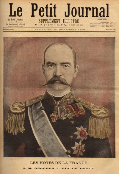 Yunanistan Kralı I. George'un portresi (1845-1913). “” Le petit Journal” da gravür” 10/11/1895. Selva'nın koleksiyonu. by Unknown artist