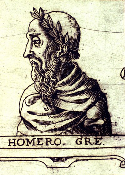 Homeros'un portresi (MÖ 9. yy). Urbano Monte Atlası'ndan 1560 gravürü by Unknown artist