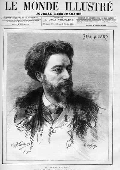 Jean Aicard (1848-1921) Fransız yazar portresi. “Resimli Dünya”da Gravür by Unknown artist