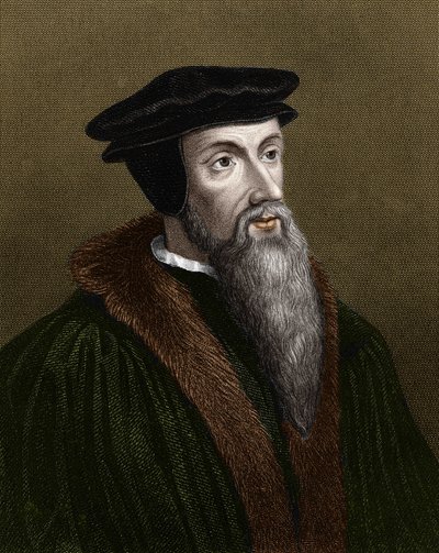 Jean Calvin (1509-1564), Fransız dini reformcu ve yazar portresi. by Unknown artist
