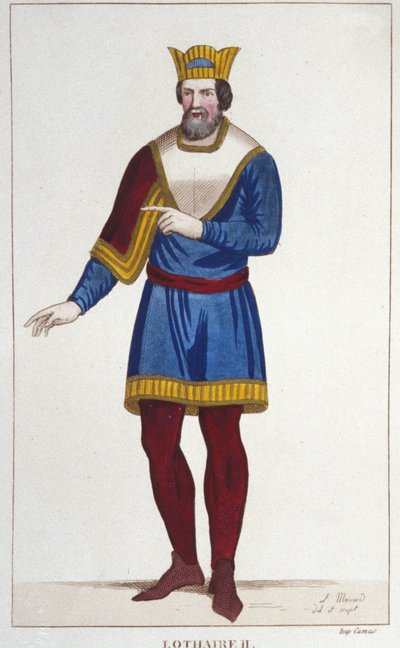 Lotharia II'nin portresi (825-869) Lotharingia Kralı 1830 gravürü by Unknown artist