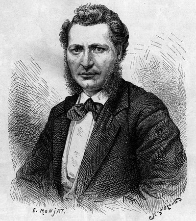Louis Riel (1844-1885), Kanadalı politikacı ve Metis halkının savunucusu portresi. “Le dergi de la jeunesse” üzerine gravür by Unknown artist