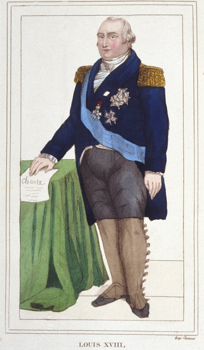 Louis XVIII (1755 - 1824), Fransa Kralı 1830 gravür portresi. by Unknown artist