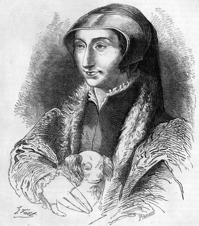 Navarre Margaret portresi (Valois Marguerite, Angouleme Marguerite veya Fransa Marguerite (1492-1549) Navarre Kraliçesi ve şair, Francois 1