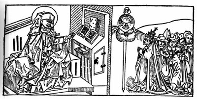 İsveçli Aziz Brigitte'in Portresi (1103 - 1373). Voragine'li Jacobus (James) (1228-1298) tarafından yazılan “Azizlerin Yaşamları - yaz bölümü”nden (Azizin kitabı) gravür. Lübeck 1488. by Unknown artist