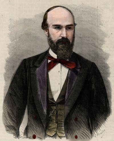 Santos Gutierrez (1820-1872) politikacı ve Kolombiya Birleşik Devletleri eski başkanının portresi. “” L