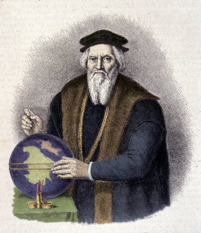 Sebastien Cabot (1476-1557), İtalyan denizci portresi. (Sebastiano Caboto). by Unknown artist