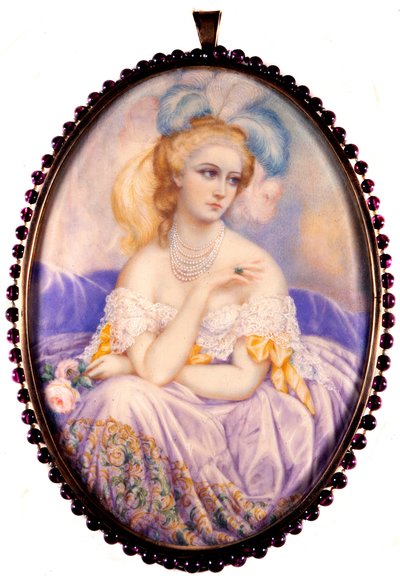 Castiglione Kontesi'nin Portresi (1837-1899) (Virginia Elisabetta Luisa Carlotta Antonietta Teresa Maria Oldoini). Fildişi üzerine minyatür. . by Unknown artist