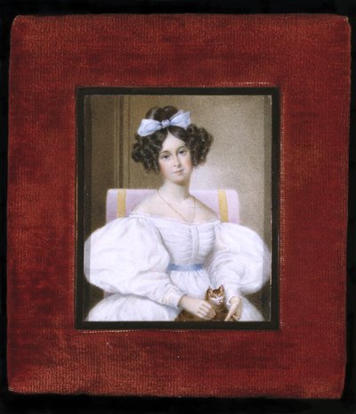 Bir Kadının Portresi, 1830 dolayları (fildişi, kadife ve cam üzerine suluboya) by Unknown artist