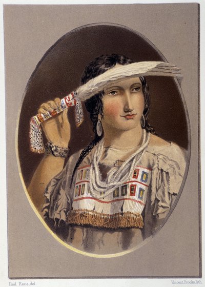 Karışık bir Kızılderili portresi - Paul Kane, Longmans & Roberts, Londra tarafından “” Kuzey Amerika Kızılderilileri arasında bir sanatçının dolaşması”nda by Unknown artist