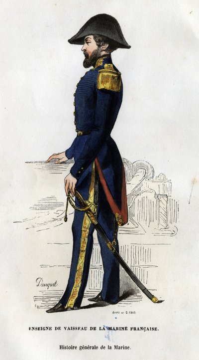 Fransız donanmasının bir gemi işaretinin portresi. Van Tenac tarafından “Deniz Kuvvetlerinin Genel Tarihi”nde by Unknown artist
