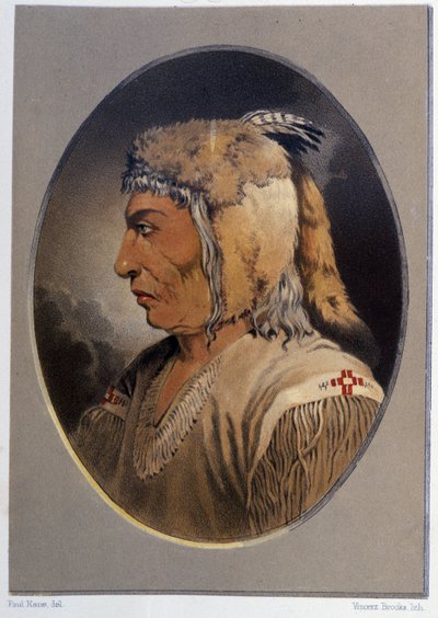Bir Kızılderili Portresi: Man-Ce-Muckt - Paul Kane, Longmans & Roberts, Londra tarafından "" Kuzey Amerika Kızılderilileri arasında Bir Sanatçının Gezintisi"nde by Unknown artist