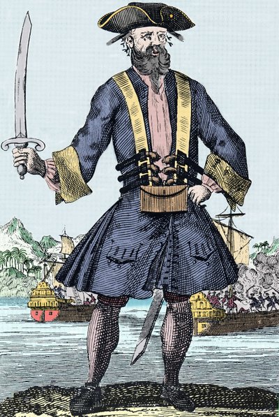 Korsan portresi Edward Teach dit Barbenoire (Karasakal veya Karasakal by Unknown artist