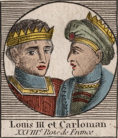 Louis (863/65-882) 879 ve 882 arasında Frank Kralı ve Carloman II (866-884), 879-884 arasında Frank Kralı - Batı Francia Kralı II. Louis ve Batı Kralı II. Carloman