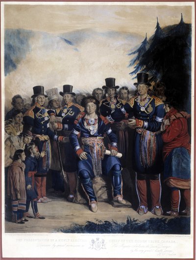 Kanada Huron Kızılderililerinin yeni seçilen Şefinin Sunumu by Unknown artist