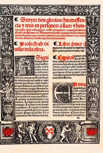 Raymond Lulle'nin Katalanca Ramon Llull, İspanyolca Raimundo Lulio (Lullo) (Lull), Katalan filozof, ilahiyatçı ve şair (1235-1315) dilinde "" Blanquerna "”nın önsözü by Unknown artist