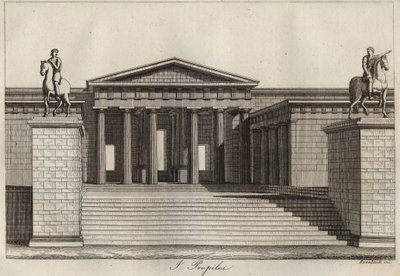Propylees (Propylaea) (Athenes akropolü) Evrenin Tüm Halklarının “” Gümrük ve Geleneklerinden oyma. Yani, hükümetin, yasaların, milislerin, en eski zamanlardan günümüze kadar tüm ulusların dininin tarihi "1856 by Unknown artist