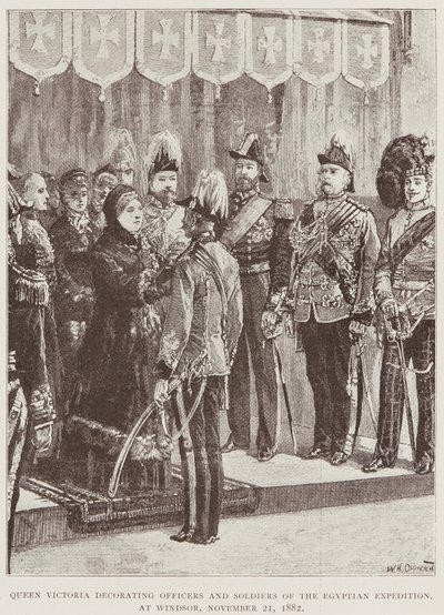 Kraliçe Victoria subayları ve askerleri süslüyor by Unknown Artist