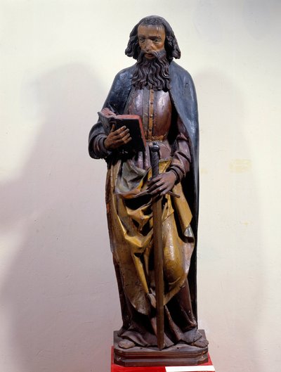 Elinde bir kitap tutan Saint Paul temsili. Çok renkli ahşap heykel. 15. yüzyıl. Chartres, Güzel Sanatlar Müzesi by Unknown artist