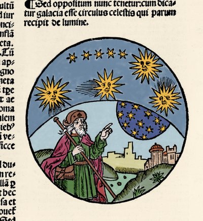 Yıldızları gösteren Yunan filozof Aristoteles