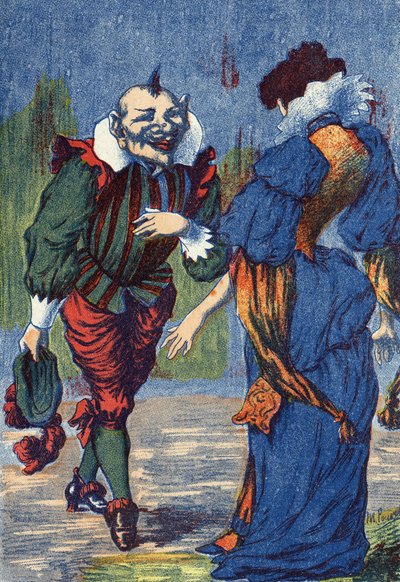 Riquet kendini tekrar prensese sunar. “Riquet a la houppe” için illüstrasyon, Fransız yazar Charles Perrault