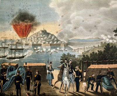 Risorgimento - Giuseppe Garibaldi (1807-1887) tarafından yazılan Bin veya Kırmızı Gömleklilerin Seferi - Gaete Kuşatması, İtalya by Unknown artist