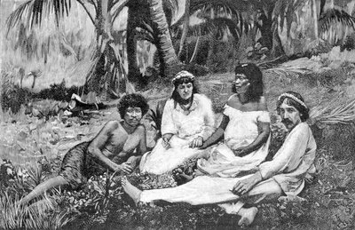 Robert Louis Stevenson (1850 - 1894) eşiyle birlikte Samoa