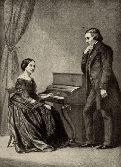 Robert Schumann (1810-1856) eşiyle birlikte (baskı) by Unknown artist