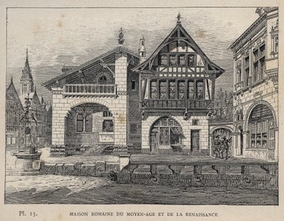 Orta Çağ ve Rönesans Roma evi - Bay Charles GARNIER tarafından 1889 Evrensel Sergisinde insan yerleşiminin tarihi içinde 1889 gravürü - Librairie centrale des beaux-arts Paris 1889 by Unknown artist