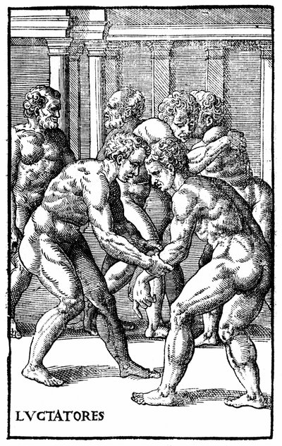 Romalı güreşçiler - "Hieronymi Mercurialis de Arte Gymnastica", Venedik baskısında by Unknown artist