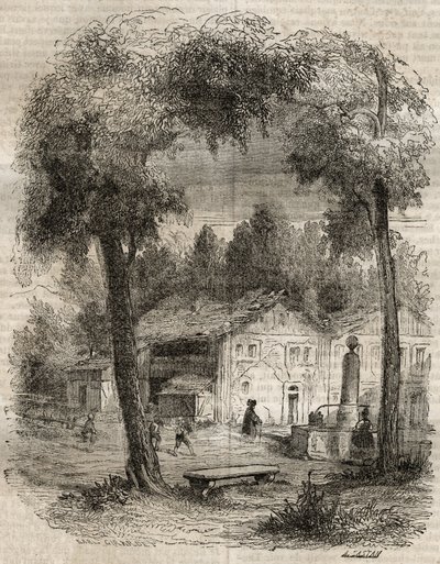 Rousseau a Motiers (Neuchâtel Kantonu) - Jean-Jacques (Jean Jacques) Rousseau (1712-1778) tarafından “” İtiraflar” için illüstrasyon - 1849 gravürü by Unknown artist