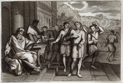 Royaumont İncil, Yeni Ahit: Asma işçileri benzetmesi veya on birinci saat işçileri benzetmesi. Ailenin babasının bağında çalışmaya gönderdiği işçiler. 1811