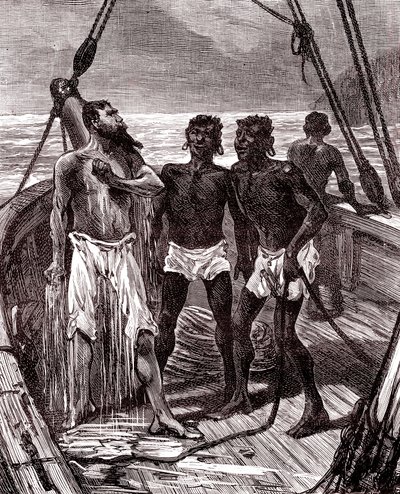 Guyana, Maroni nehri üzerinde kauçuk taşımacılığı by Unknown artist