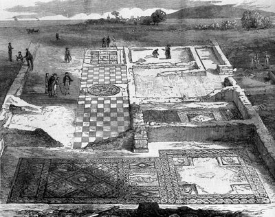 Wight adasında Brading yakınlarındaki bir Roma villasının kalıntıları. by Unknown artist