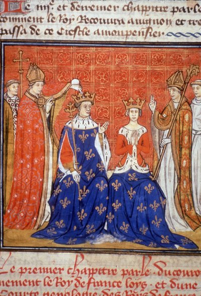 Louis VIII Sacre ve Blanche de Castile - Orta Çağ Minyatür (ref. 512, 345v) Toulouse Belediye Kütüphanesinden izin talebi (tel: 05 62 27 66 66) by Unknown artist